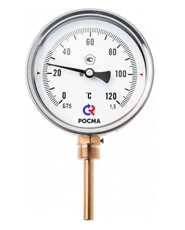 Термометр биметаллический БТ-32.211, 63мм (-40...+60C) G1/2", L46, кл.т.2,5, радиальный