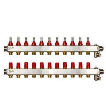 Коллекторы SSM-11F с расходомерами, 11 контуров,  нерж. 