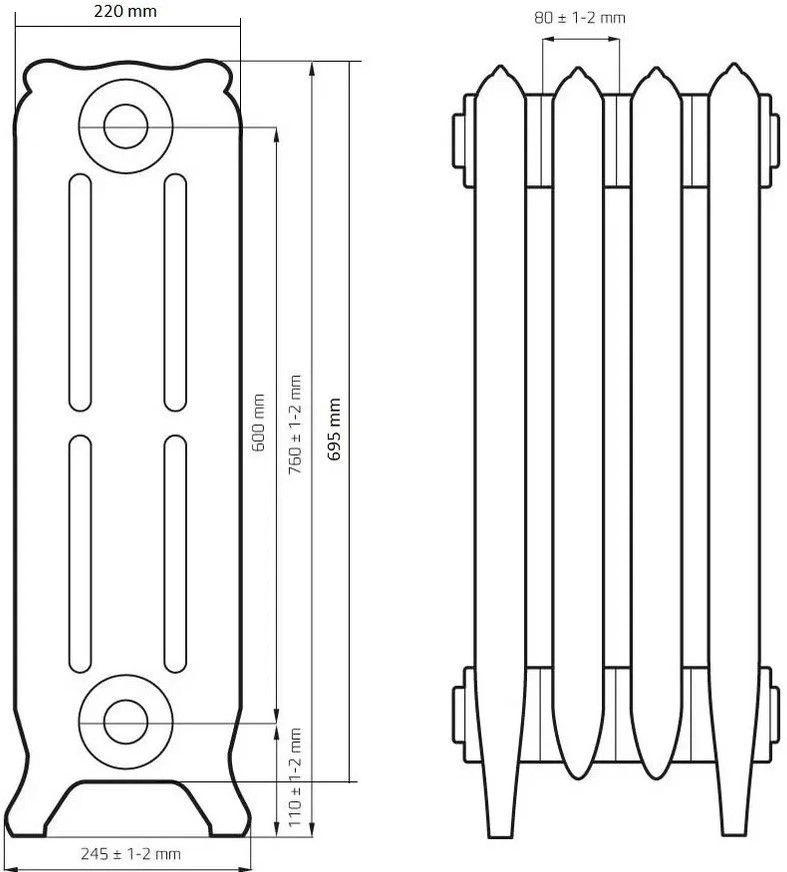 Радиатор чугунный Радимакс BRISTOL 600 (цена за секцию)  