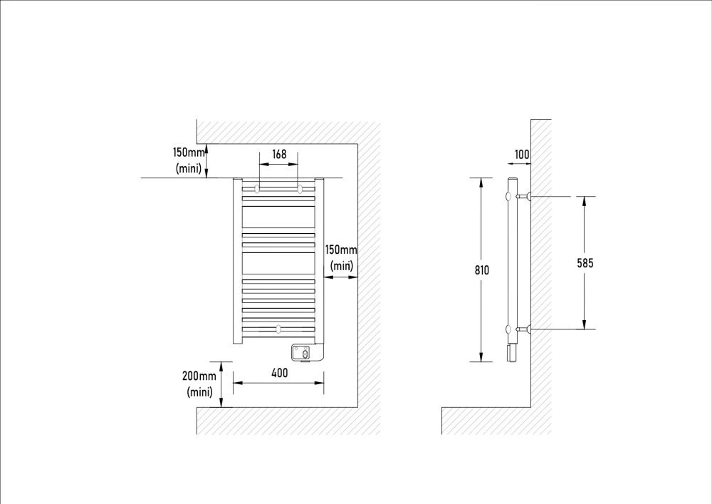 Полотенцесушитель электрический Theola Digital, узкий белый 300Вт, Atlantic