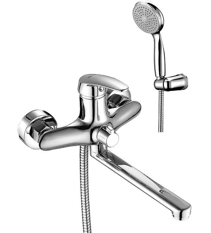 Смеситель универсальный LINARA с плоским изливом 200мм (с лейкой и шлангом) хром LEMARK