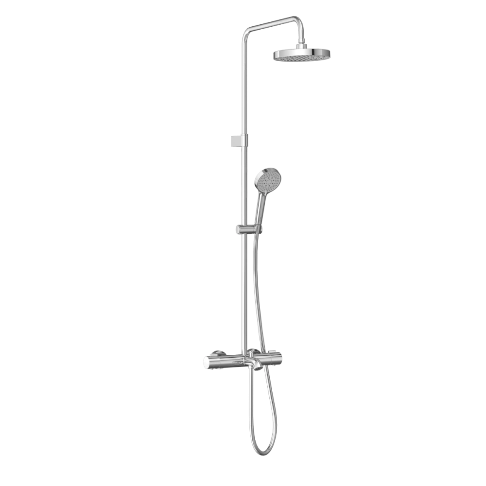 Система душевая Base Round с термостатическим смесителем и ручным душем, изливом, хром латунь, VitrA