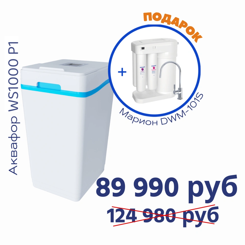 Умягчитель АКВАФОР WS1000-P1+Автомат питьевой воды Аквафор Морион DWM-101S