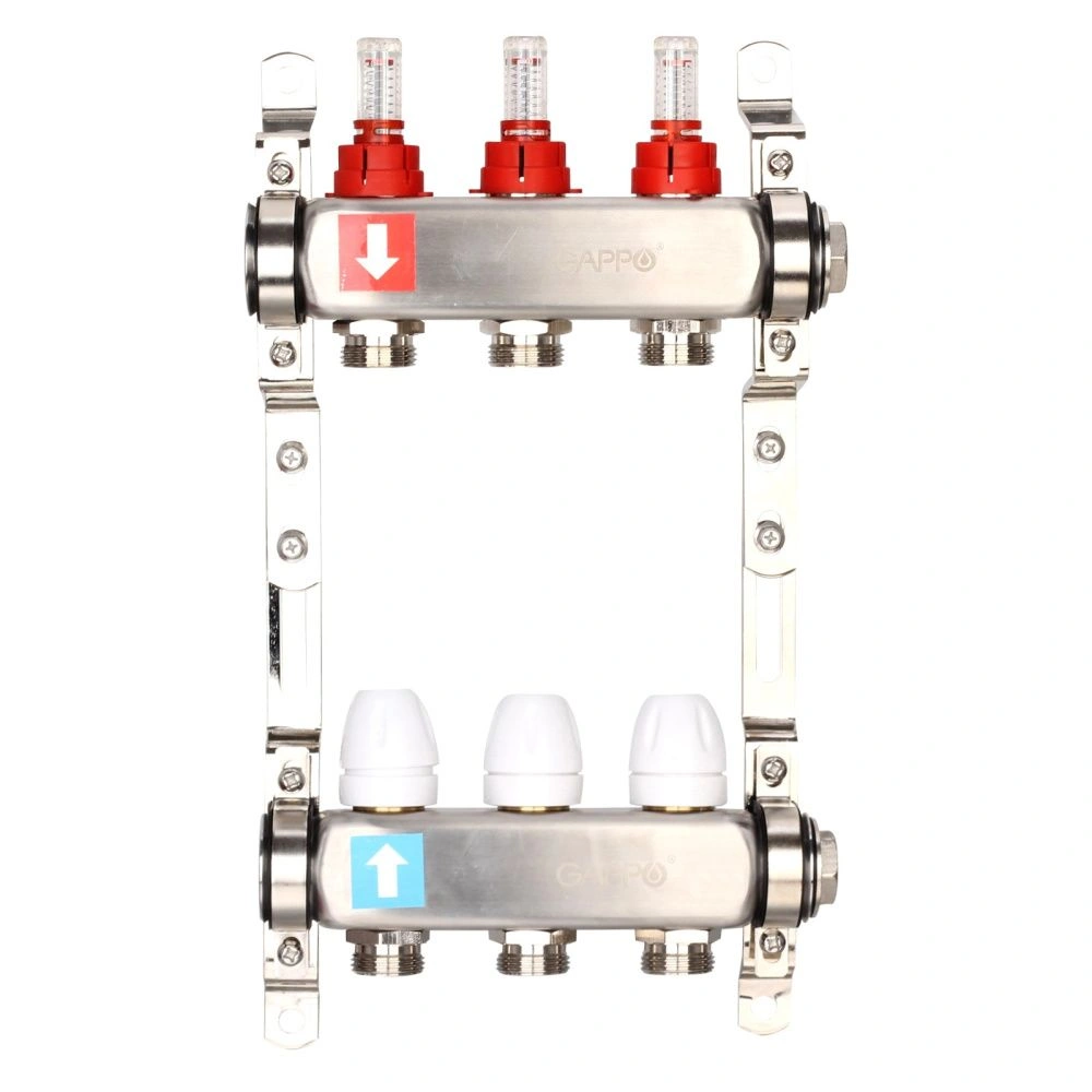 Коллектор из нержавеющей стали с расходомерами  (3 вых), Gappo