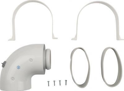 Элемент дымохода 60/100 адаптер д/котла 90° коакс. (Baxi,Viessmann) STOUT