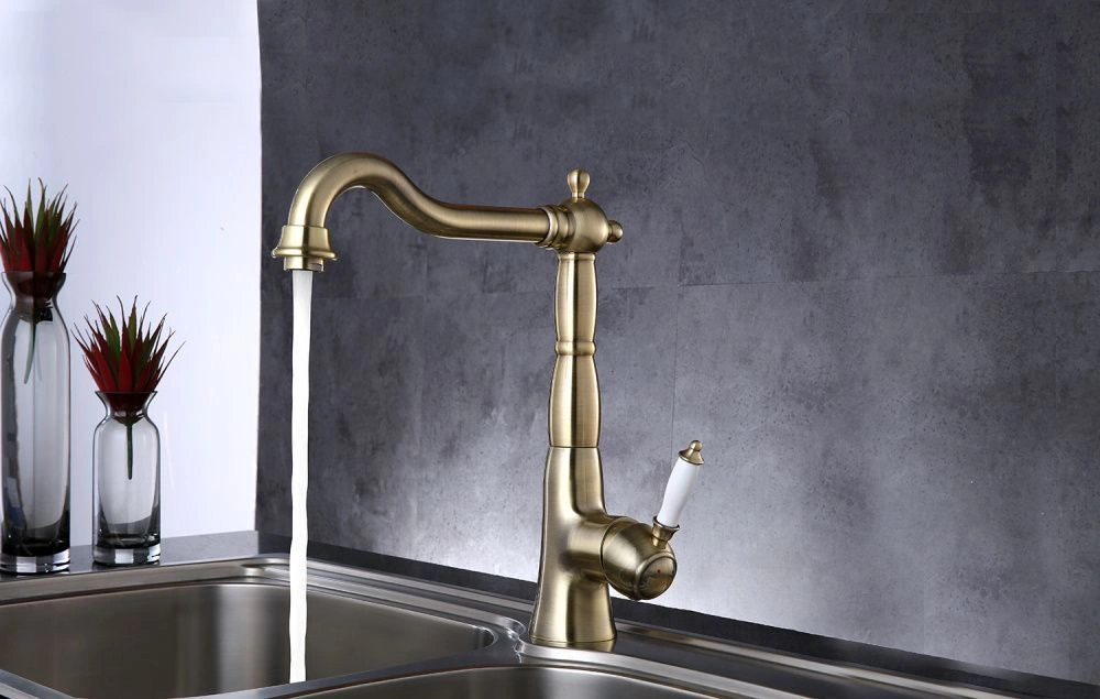 Смеситель для кухни VILLA, с высоким поворотным изливом, бронза, LEMARK