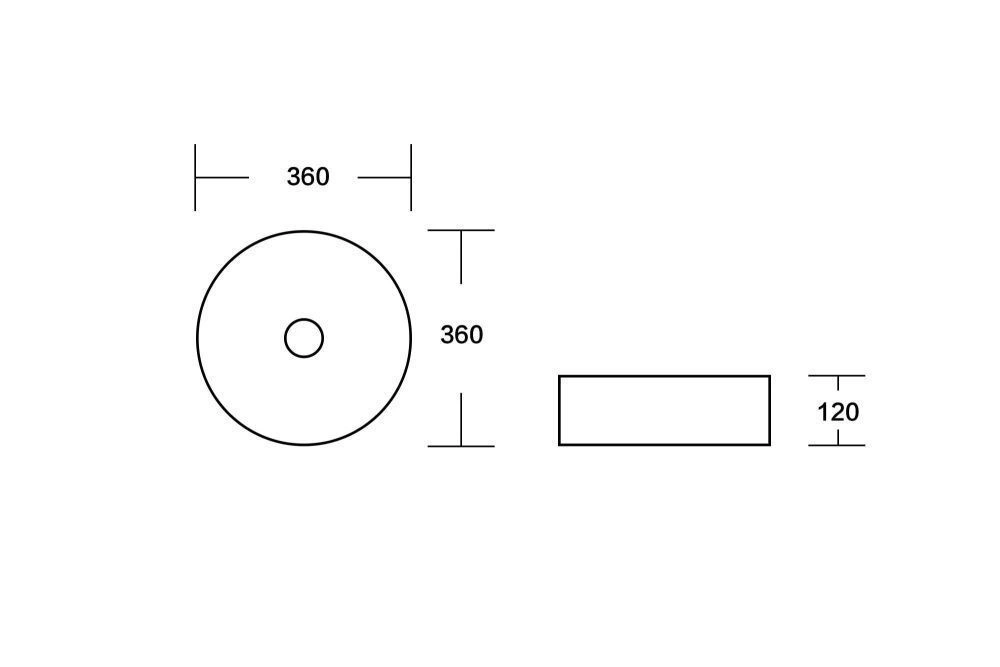 Раковина накладная круглая NUAGE (360*360*120), без перелива, белый глянец, MILLEAU