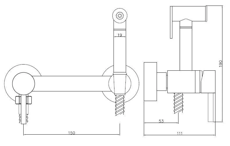 Смеситель гигиенический наружного монтажа SMH02 хром ESKO