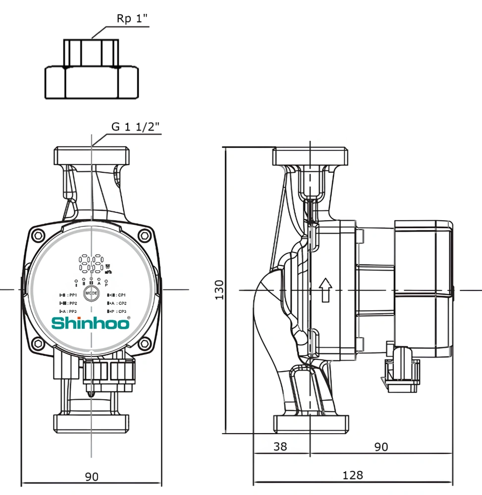 Насос циркуляционный MASTER S 25-6 130 1x230V Shinhoo