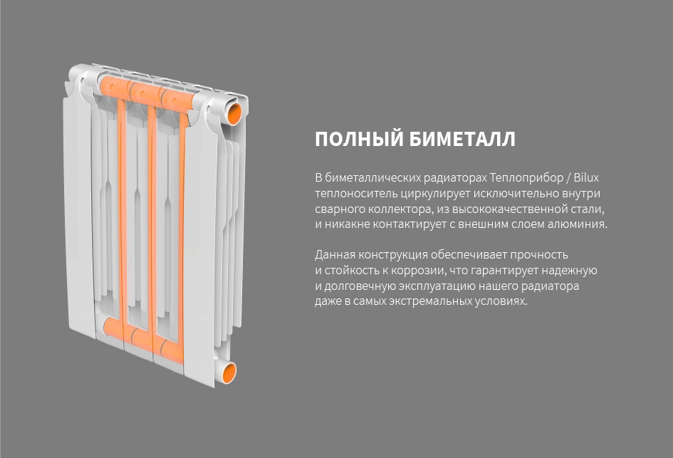 Радиатор биметаллический Bilux pluse-R 200 (98 Вт) 12 секций