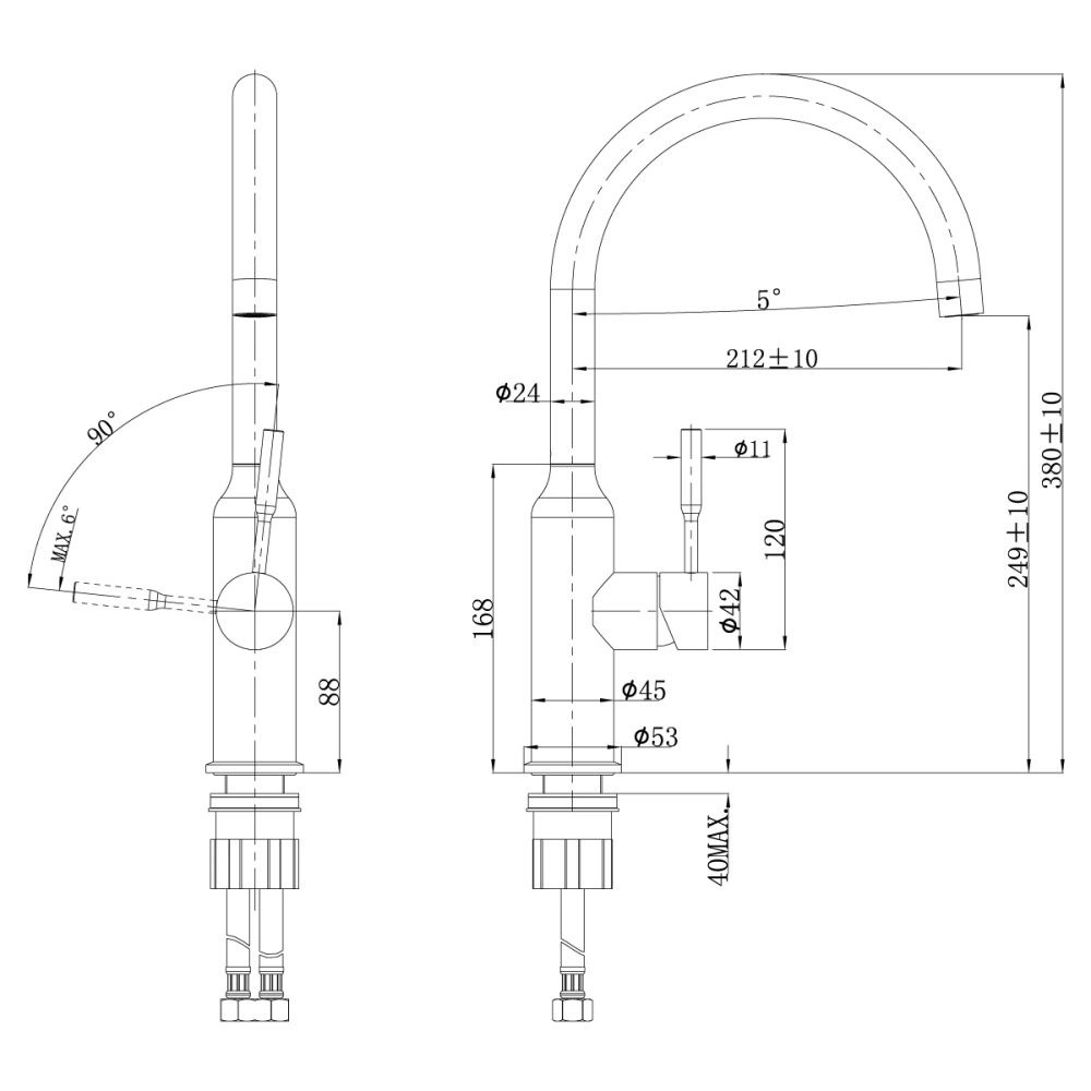 Смеситель для кухни EXPERT (LM5079S), с поворотным изливом, нерж.сталь, LEMARK