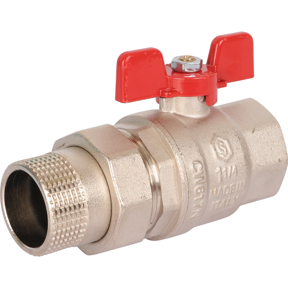 Кран шаровой полнопроходной со сгоном (EPDM) ВН 11/4" (бабочка) STOUT (ГОСТ)