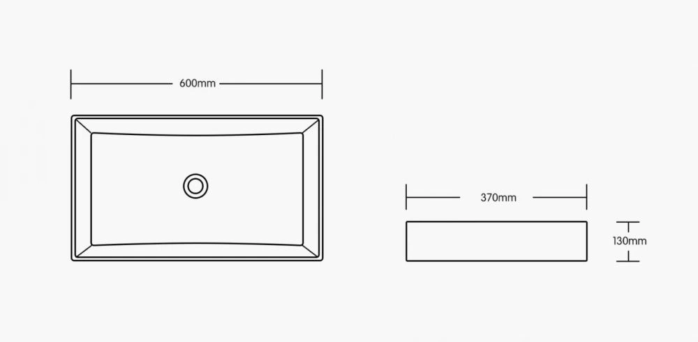 Раковина накладная прямоугольная MIEL (600*370*130),без перелива, матовый ментол, MILLEAU