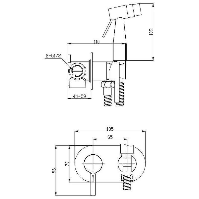 Смеситель с гигиеническим душем встраиваемый R20 сатин золотой, RAGLO