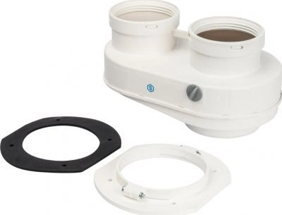 Элемент дымохода DN80/80 адаптер для подкл. разд. труб (совместимый  Bosch (фланец ) PP-Ryton (алюми