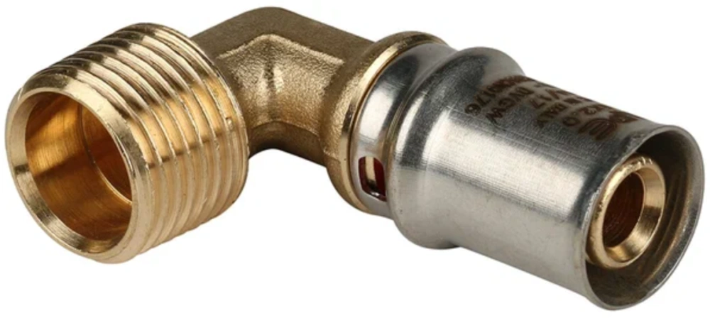 Угольник 16-1/2 НР латунь, пресс Stout