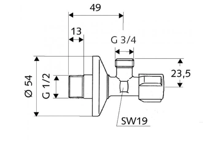 Вентиль угловой 1/2х3/4'', хром SCHELL Comfort