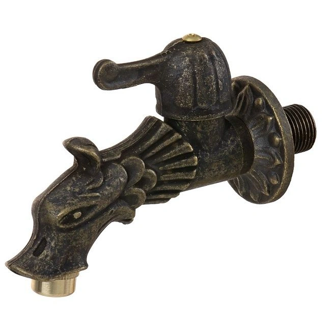 Кран садовый вентильный "Дракон" НР 1/2, штуцер 3/4, цвет бронза SANTERA