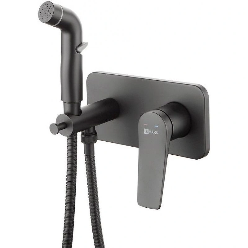 Смеситель с гигиеническим душем Bronx, встраиваемый (черный), LEMARK