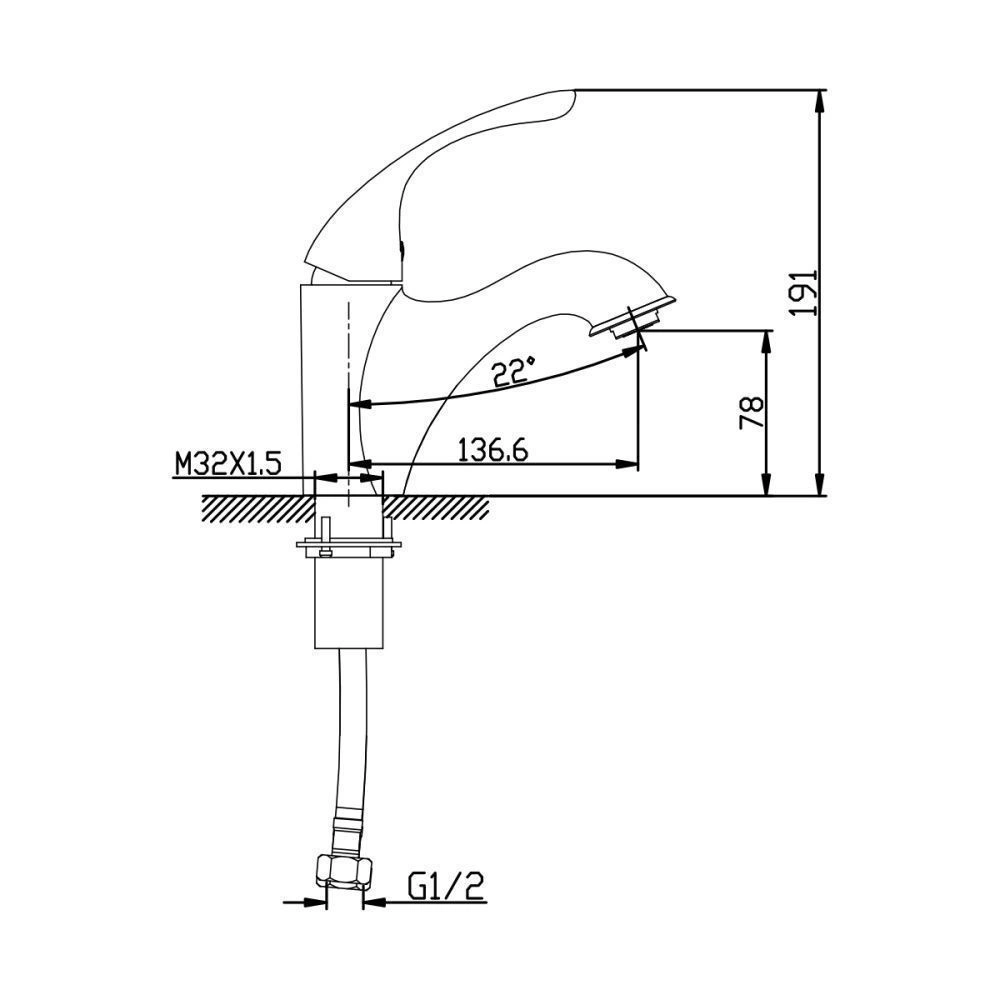Смеситель для умывальника INTENSE, монолитный, хром, LEMARK