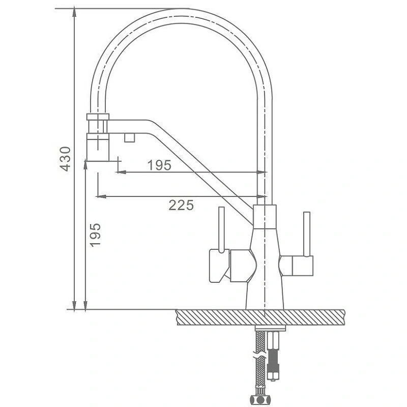 Смеситель кухонный со съемным изливом на магните и подключением фильтра R80 (Хром/черный) RAGLO