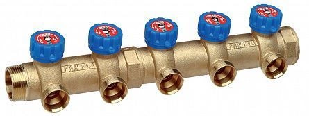 Коллектор регулирующий 1 1/4" (НР - ВР) c 4-мя отводами М33х1,5 FAR