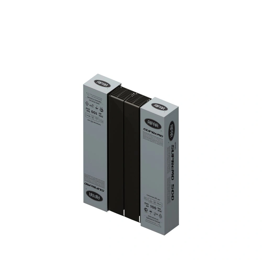 Радиатор биметаллический SUPReMO 500/90 (202Вт)  4 секций боковое подкл. Rifar Антрацит