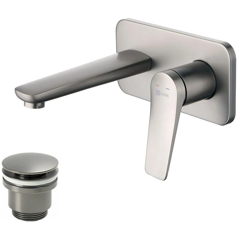 Смеситель для умывальника встраиваемый Bronx с выпуском, графит LEMARK