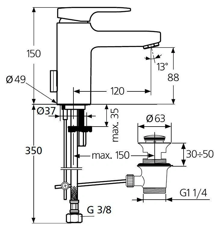 Смеситель д/рак. Moments IDEAL STANDARD