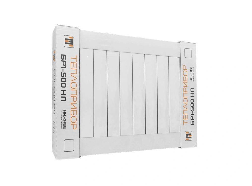 Радиатор биметаллический 500/90 мм 10 секций нижнее подключение справа Теплоприбор