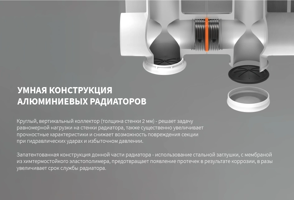 Радиатор алюминиевый 500/90  8 секций Теплоприбор
