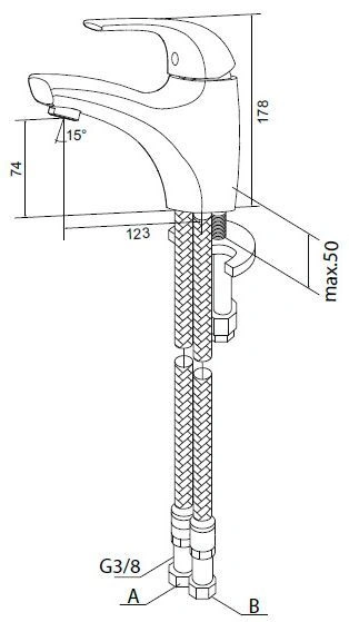 Смеситель для умывальника Pride, AM-PM 