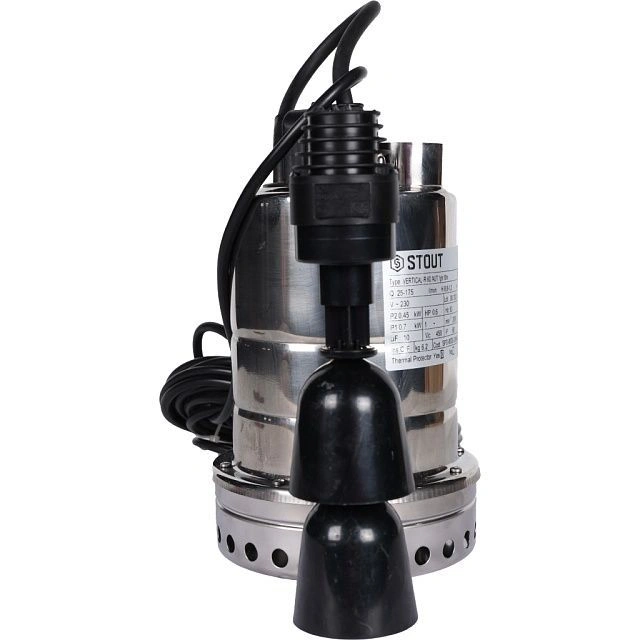 Насос дренажный с вертикальным поплавком,  кабель 10 м, 230V, Q=175 л/мин, H=10 м STOUT