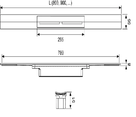 Дренажный канал TECEdrainprofile (Профиль д/душа, 900мм), Сатин