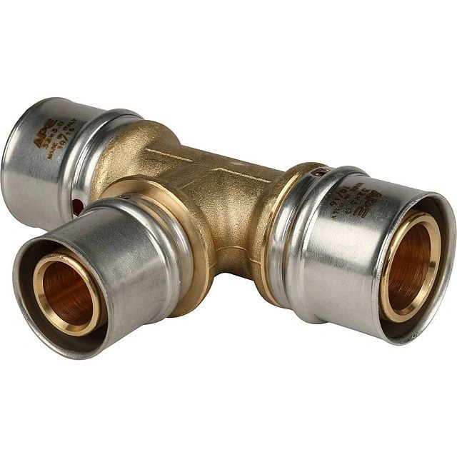 Тройник 32х26х32 латунь пресс Stout