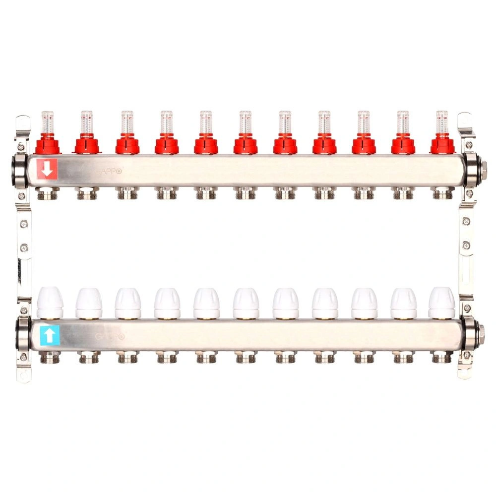 Коллектор из нержавеющей стали с расходомерами  (11 вых), Gappo