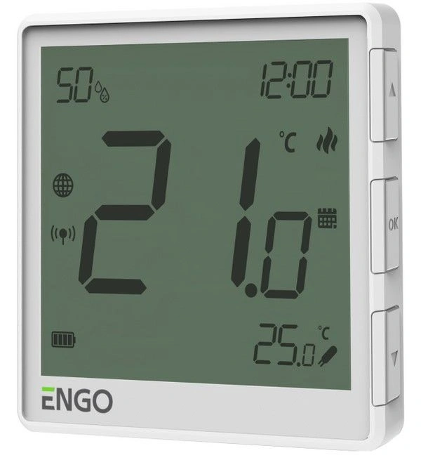 Терморегулятор беспроводной, белый, с модулем Zigbee, с аккумулятором, ENGO