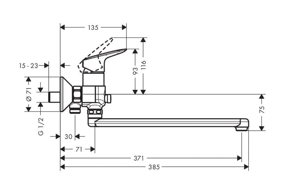 Смеситель для ванны Logis, длинный излив, HANSGROHE