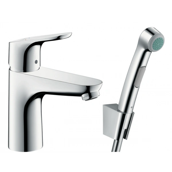 Смеситель для раковины 100 мм с гигиеническим душем Focus E2, HANSGROHE