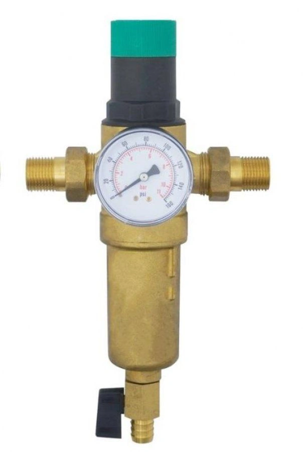 Фильтр промывной с редуктором и манометром 1" латунный корпус Arrowhead