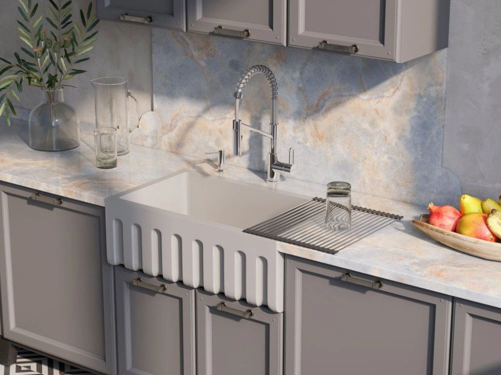 Смеситель для кухни Mikawa 2 Plus-SB-GM, латунь/вороненая сталь, гибкий шланг, Omoikiri