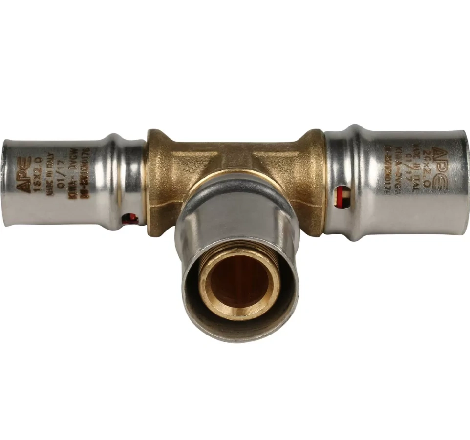 Тройник 20-16-16 латунь, пресс Stout