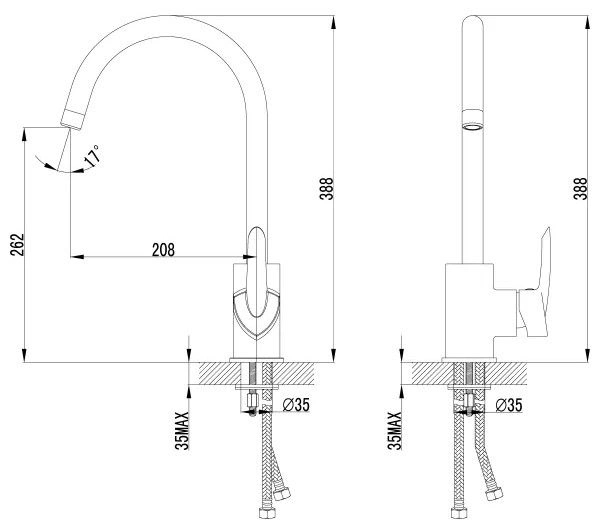 Смеситель для кухни MARS, с высоким поворотным изливом, хром, LEMARK