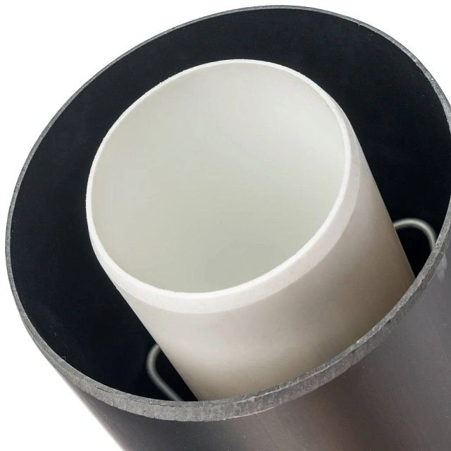 Элемент дымохода конденсац. вертик. замык. уч-ок с оголовком DN60/100 м/п STOUT (пластик)