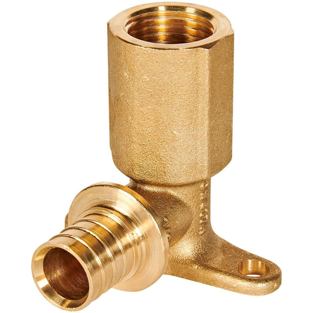 Угольник настенный с креплением 20-1/2 ВР латунь (длинный) Rommer