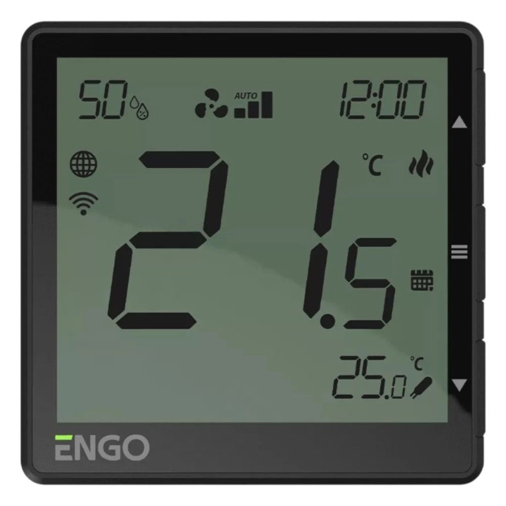 Терморегулятор WiFi с регулировкой скорости вентилятора для конвекторов проводной 220В, черный ENGO