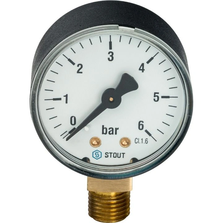 Манометр радиальный, 50мм, 0-6 бар, 1/4", STOUT