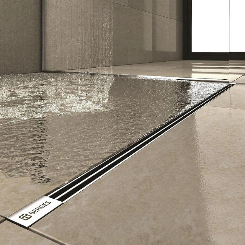 Дренажный канал BERGES SUPER Slim  700 нерж. сталь решетка хром S-сифон бок. выпуск 