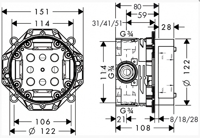 Скрытая часть iBoх Universal, HANSGROHE