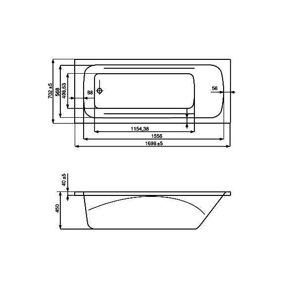 Ванна акриловая Line 170x70 Roca